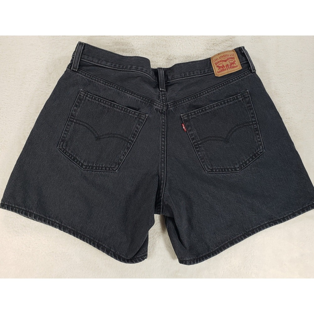 Levi's Women '94 Baggy Shorts 34 Black Denim High Rise Relaxed Fit
